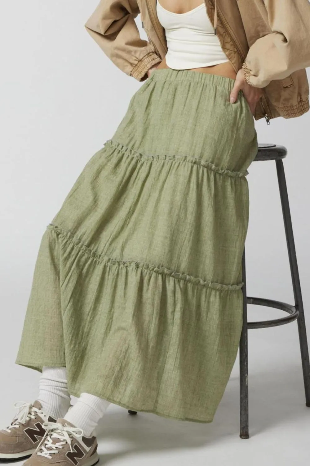Cotton Blend Frill Skirt