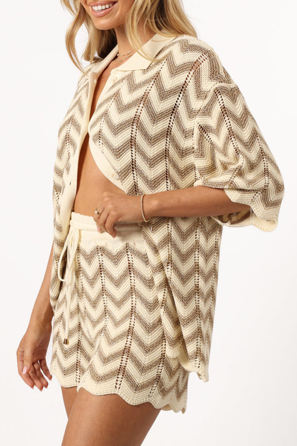 SAND WHITE KNIT SHIRT