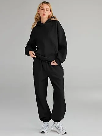 🔥Last day promotion⏰Womens's 2025 2 Piece Outfits Lounge Hoodie Sweatsuit Sets Oversized Sweatshirt Baggy Fall Fashion Sweatpants with Pockets
