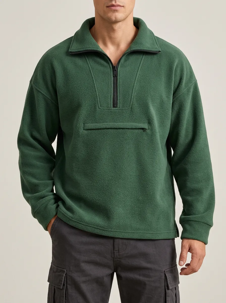 Fleece Quarter-Zip Sweatshirt for Quietly Styled Layers