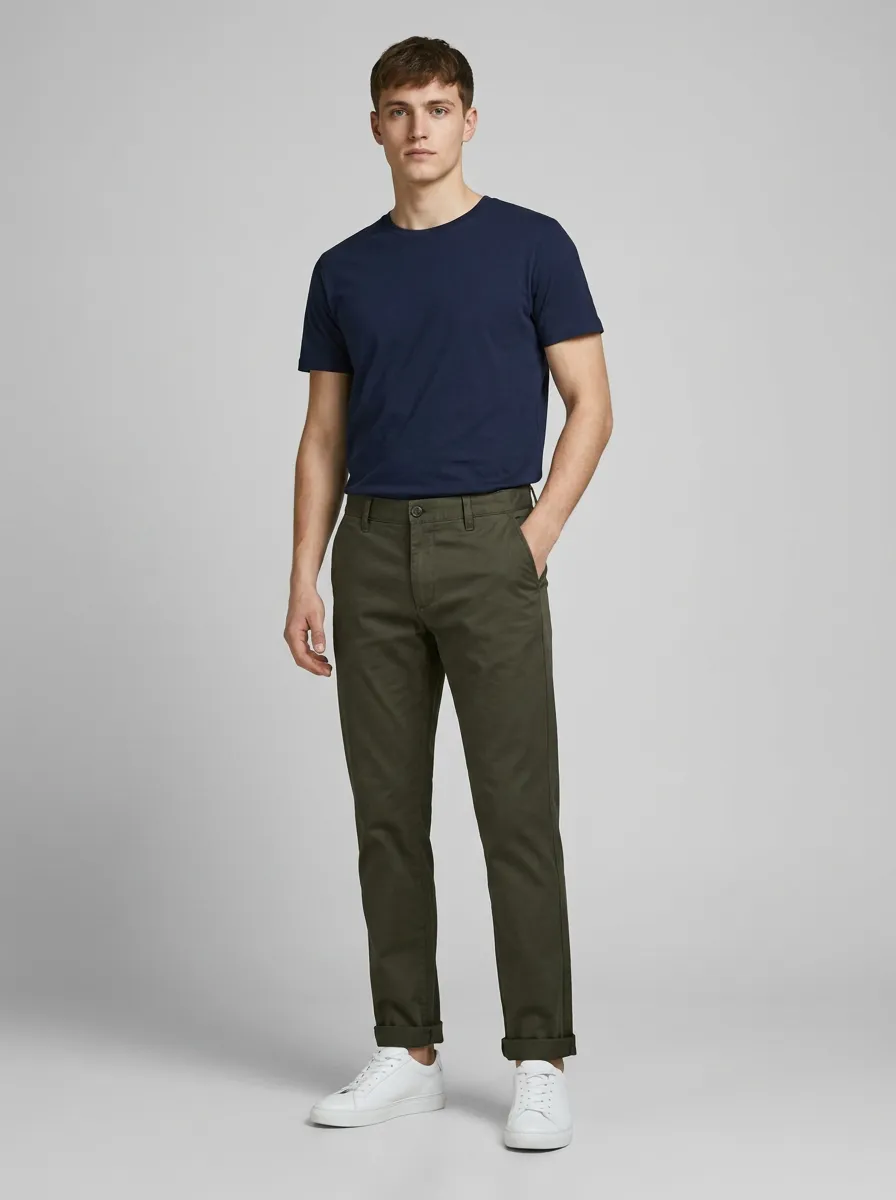Men's Casual Olive Green Slim Fit Chino Pants
