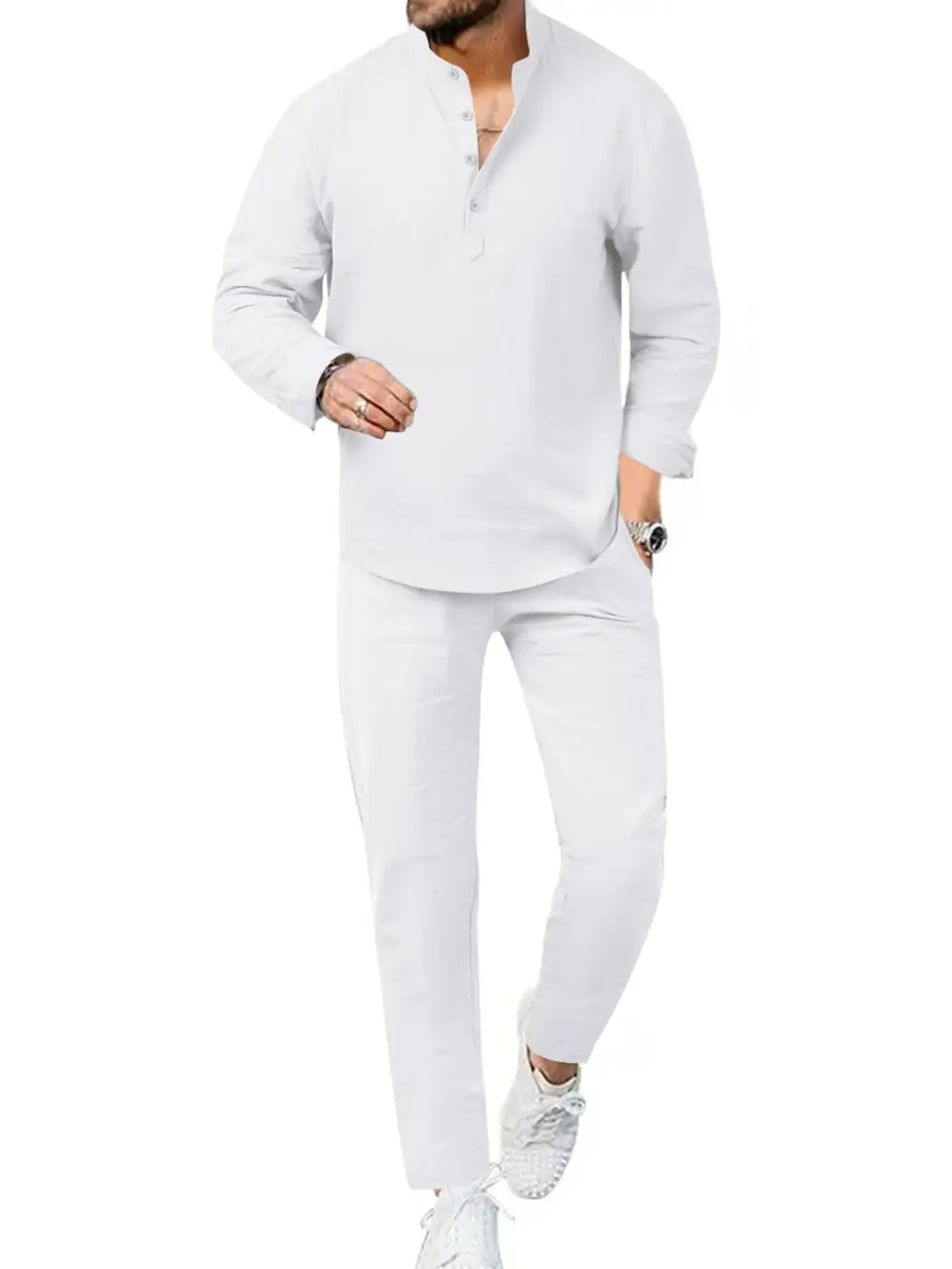 Men's Full Size Casual Long Sleeve Shirt and
