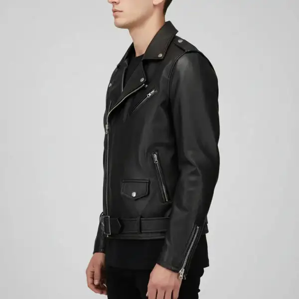 Leather Biker Belted Jacket