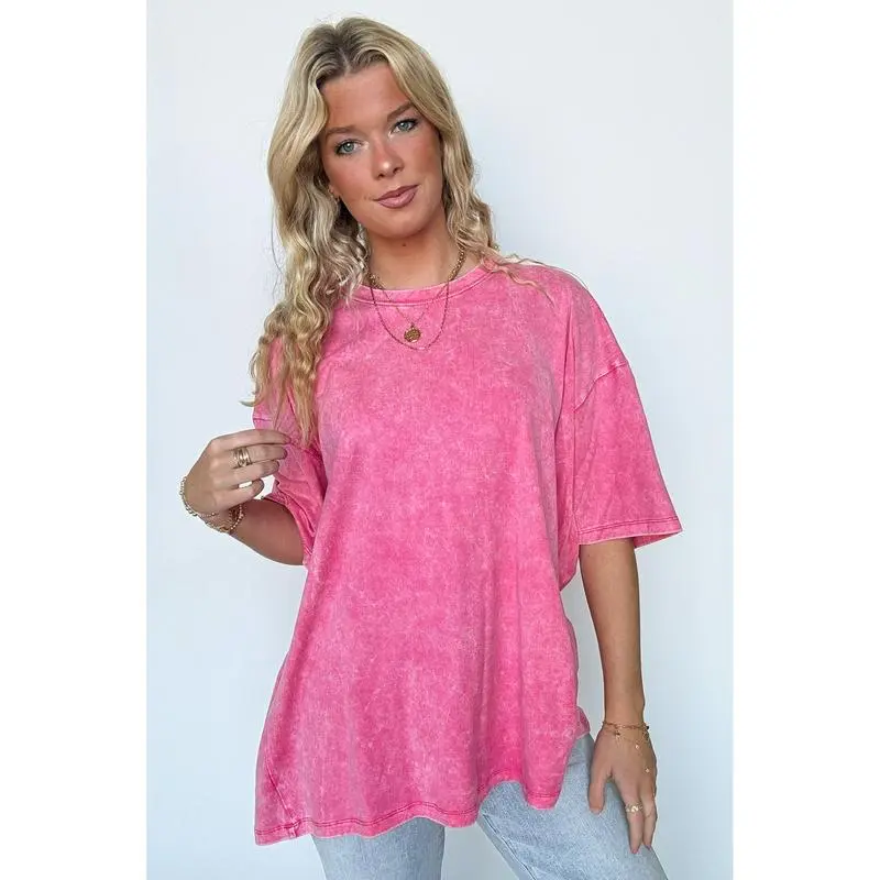 6PACK-Mineral Wash Oversized Top - BACK IN STOCK