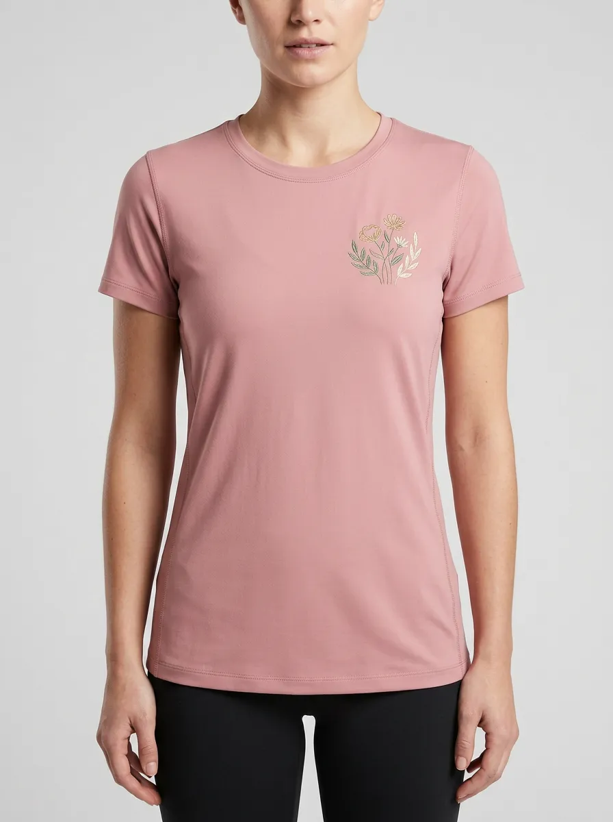 Women's Minimal Floral Graphic Paneled T-Shirt