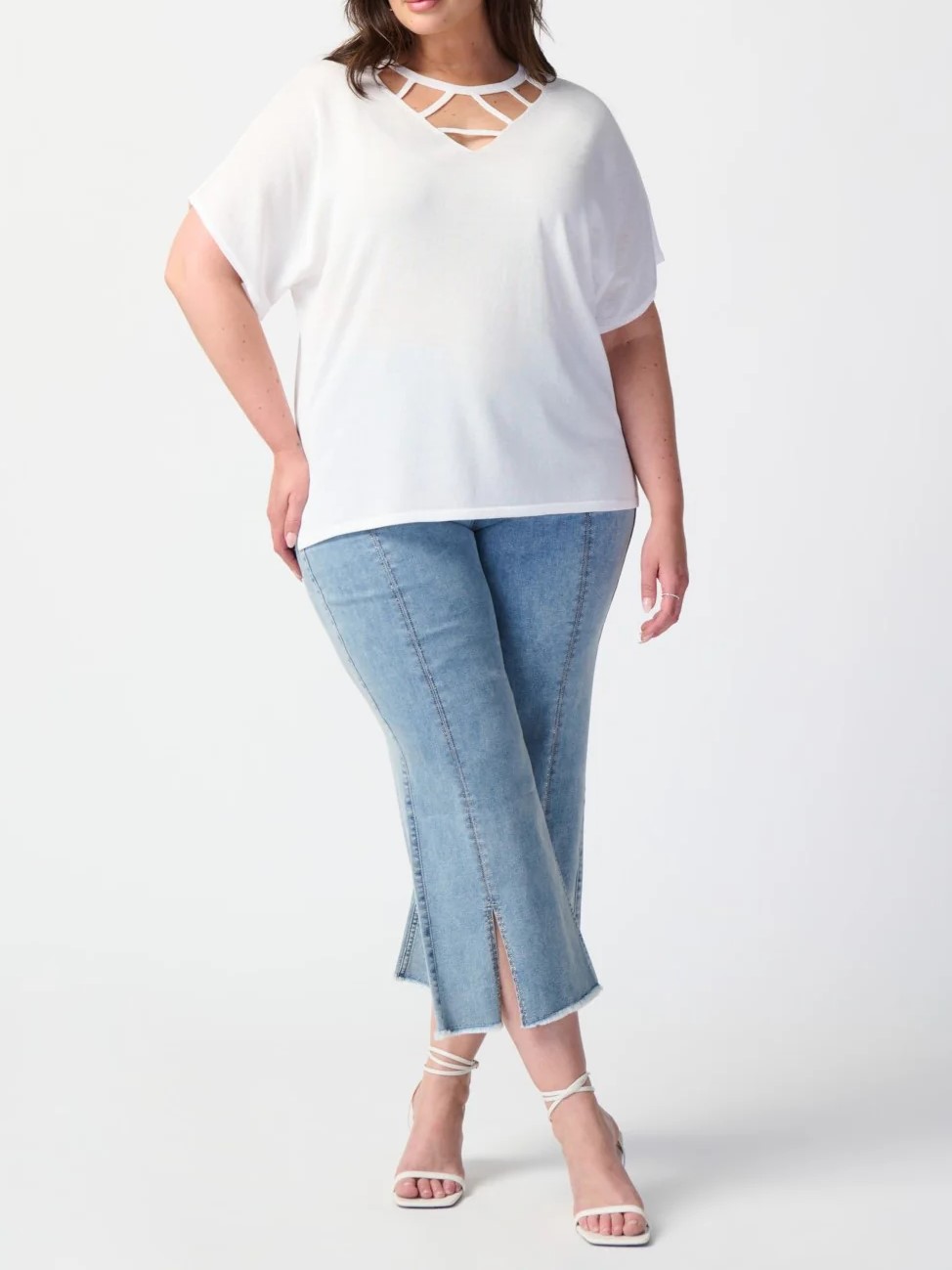 Light Blue Split - Hem Cropped Jeans