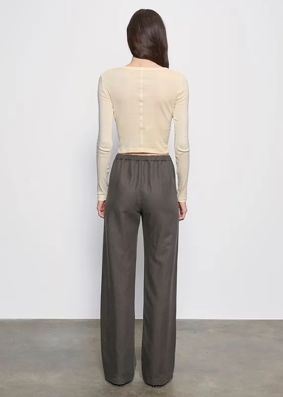 Baby Rib L/S Cropped Top Flan