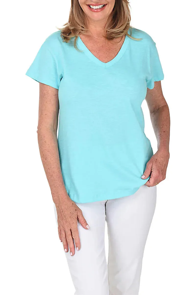 High-Low Slub Knit Cotton Tee