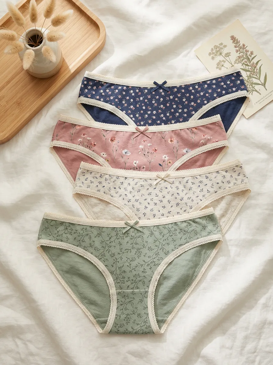 Women's Floral Botanical Printed 4-Pack Panty Set