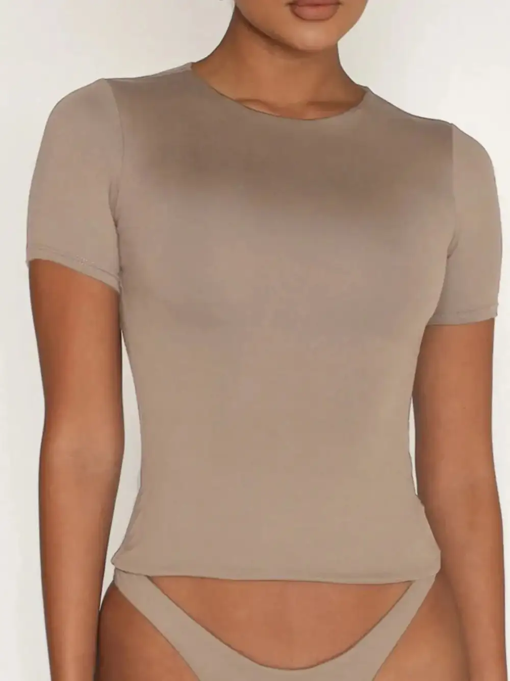 Round Neck Short Sleeve Top Set Swim Cover Up