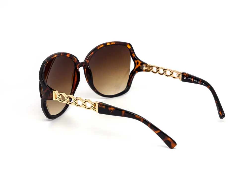 12-Pack Oversized Round Gradient Chain Detail Sunglasses