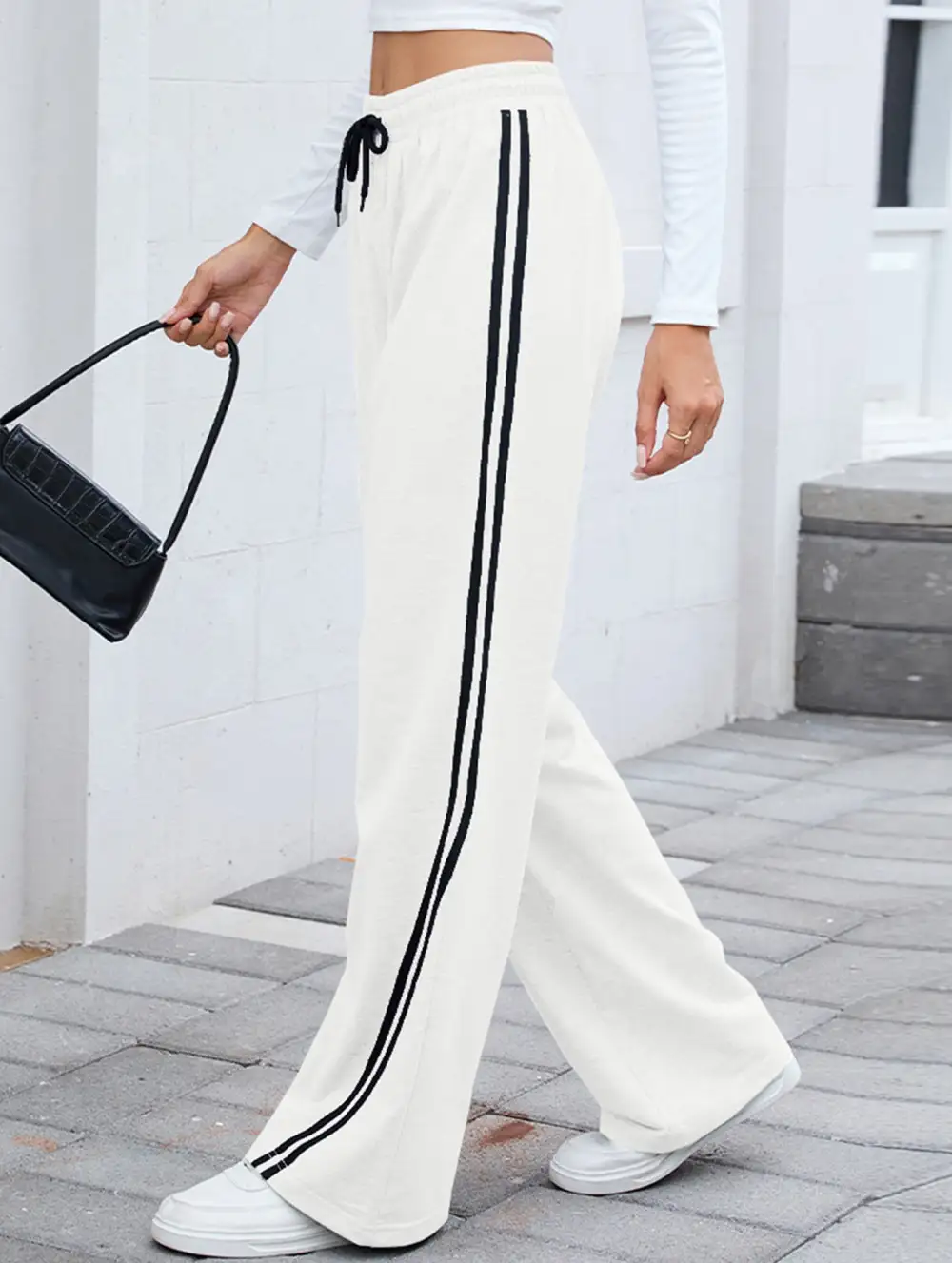 Tie Waist Wide-Leg Sweatpants