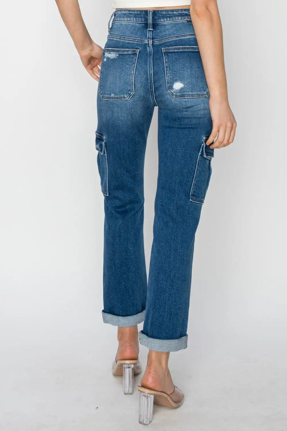 Subtle Texture Short Sleeve Denim Jeans