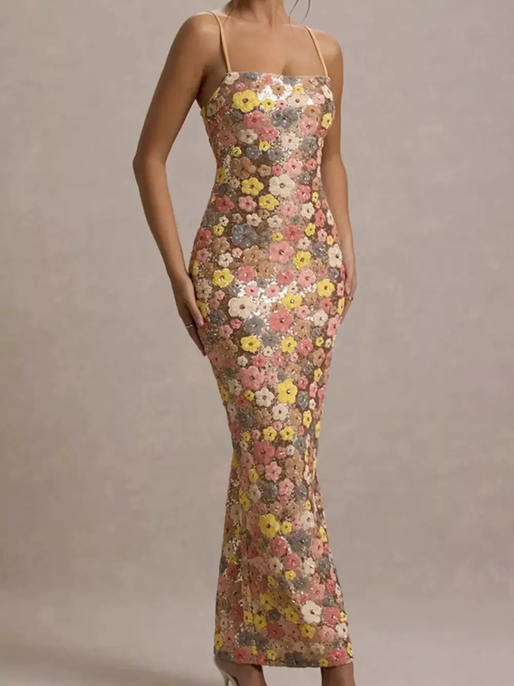 Floral Sequin Maxi Dress