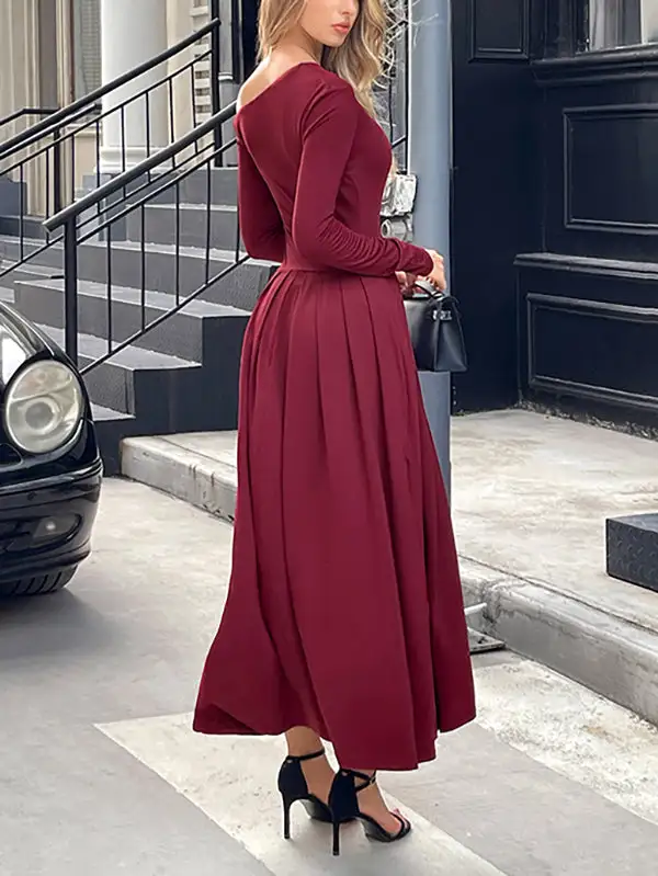 High Pleated Long Maxi Dress