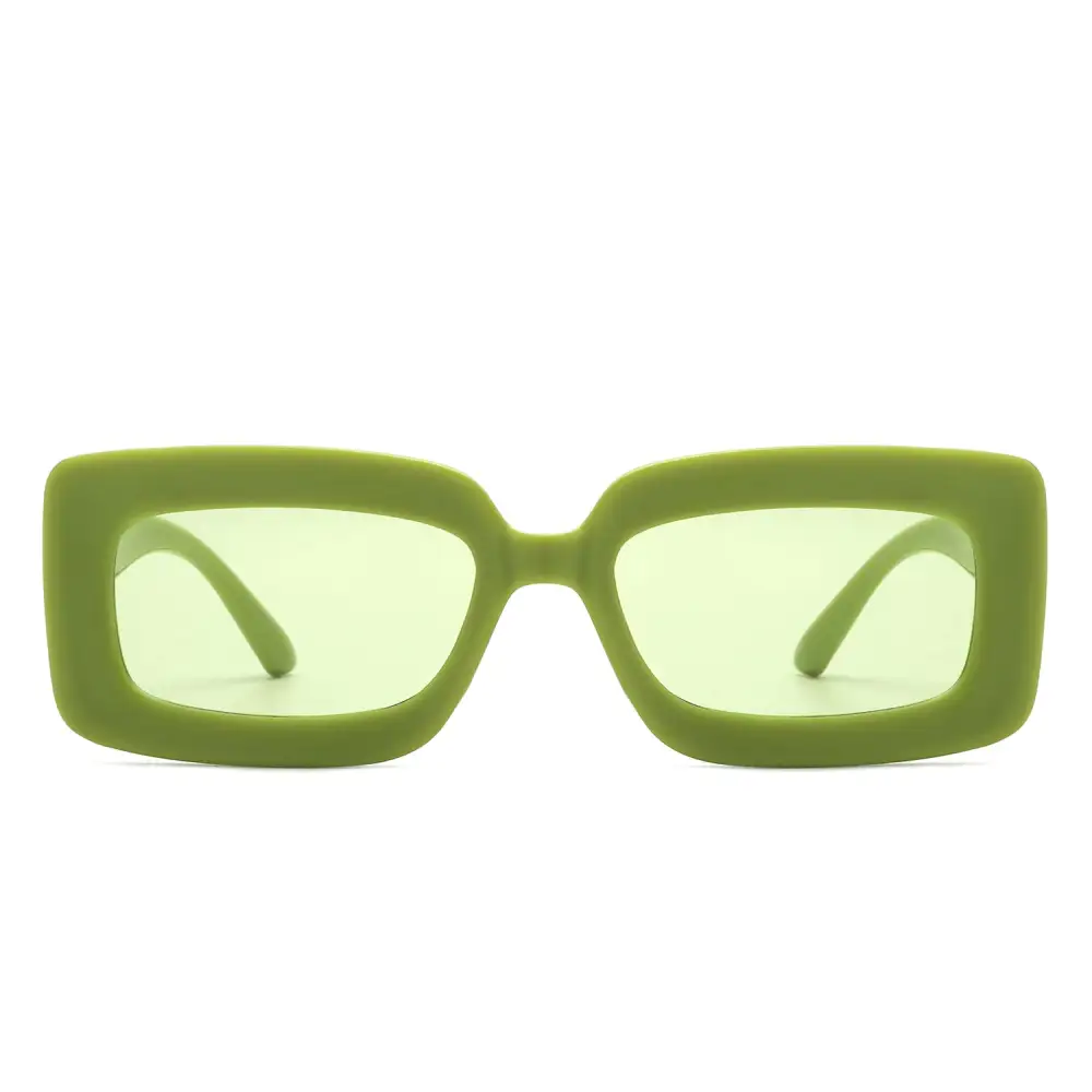 Rectangle Flat Lens Tinted Square Sunglasses