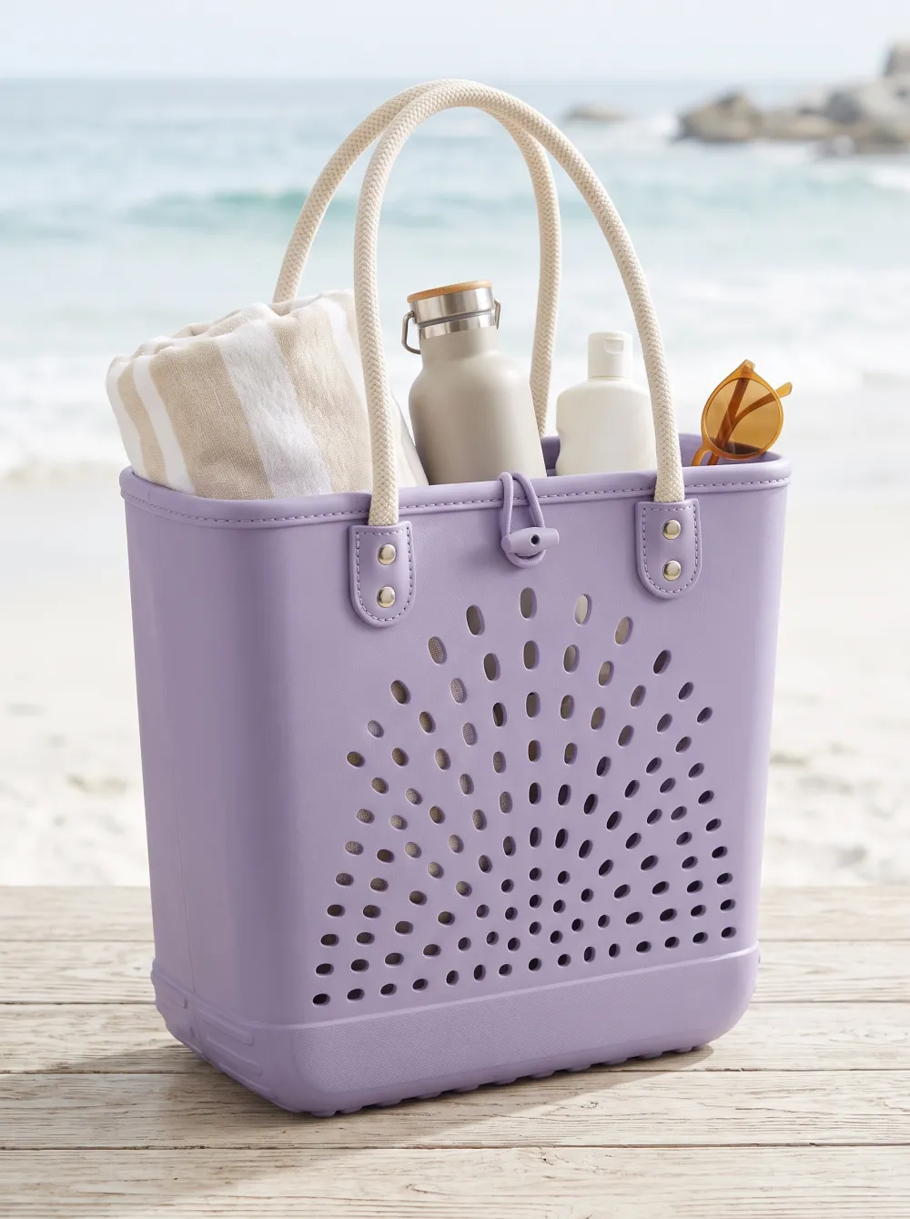 Summer Harbor Hollow-Out Beach Bag