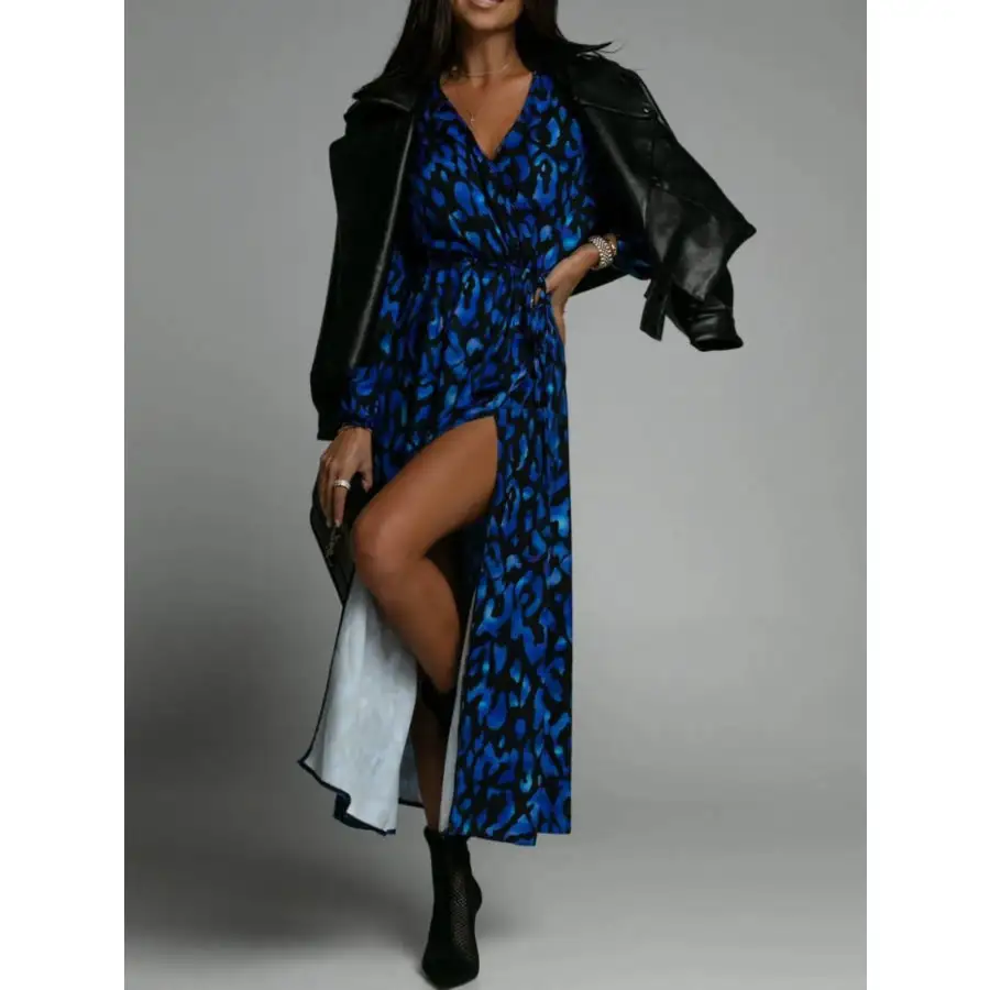 Sleeve Surplice Long Sleeve Midi Dress