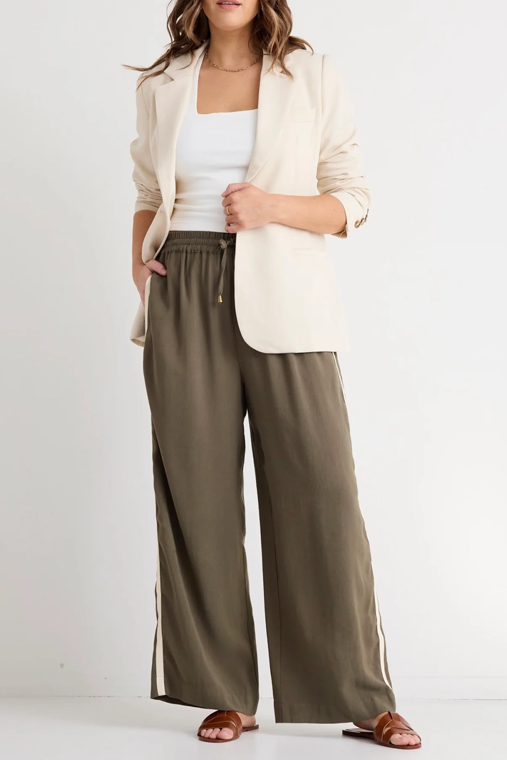 Bone Color Relaxed Fit Blazer