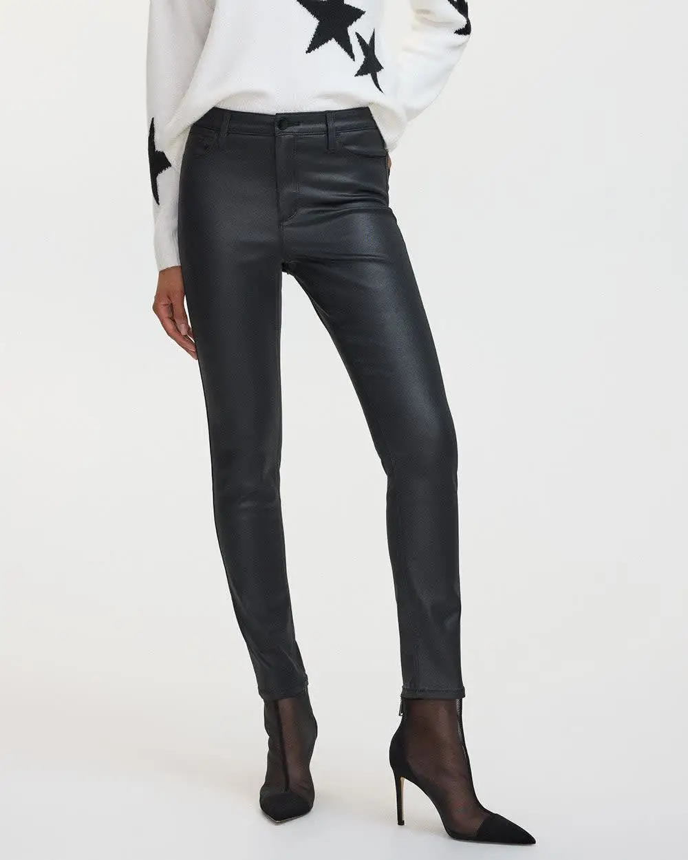 Skinny-Leg High-Rise Coated Pants  Signature