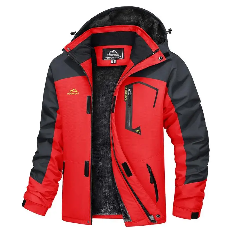 Men's Winter Coats Waterproof Ski Snow Jacket Warm Fleece Jacket Parka Raincoats With Multi-Pockets
