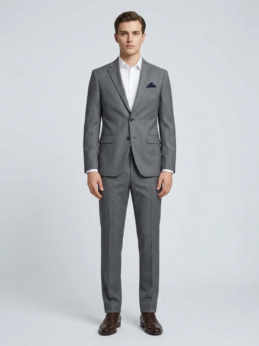 Men's Formal Business Grey Slim Fit Two-Piece Suit