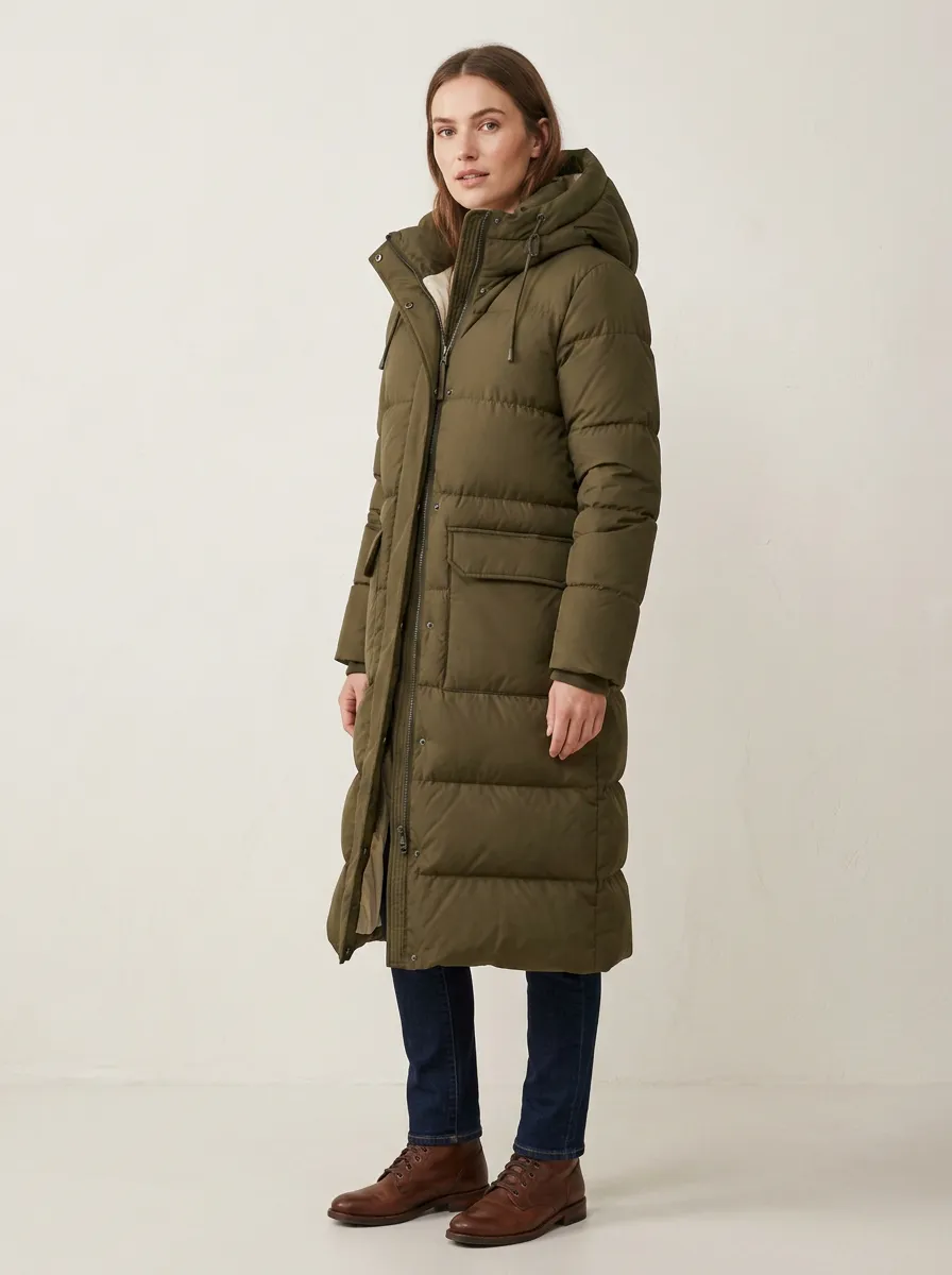 Longline Padded Long Hooded Coat