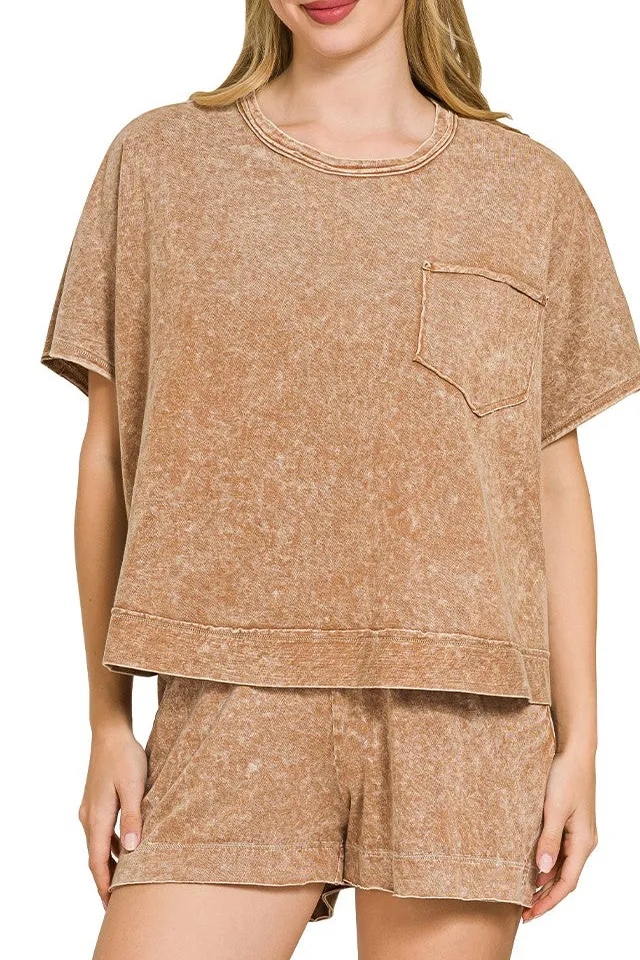 Halo Snow Washed Boxy Top & Shorts Set