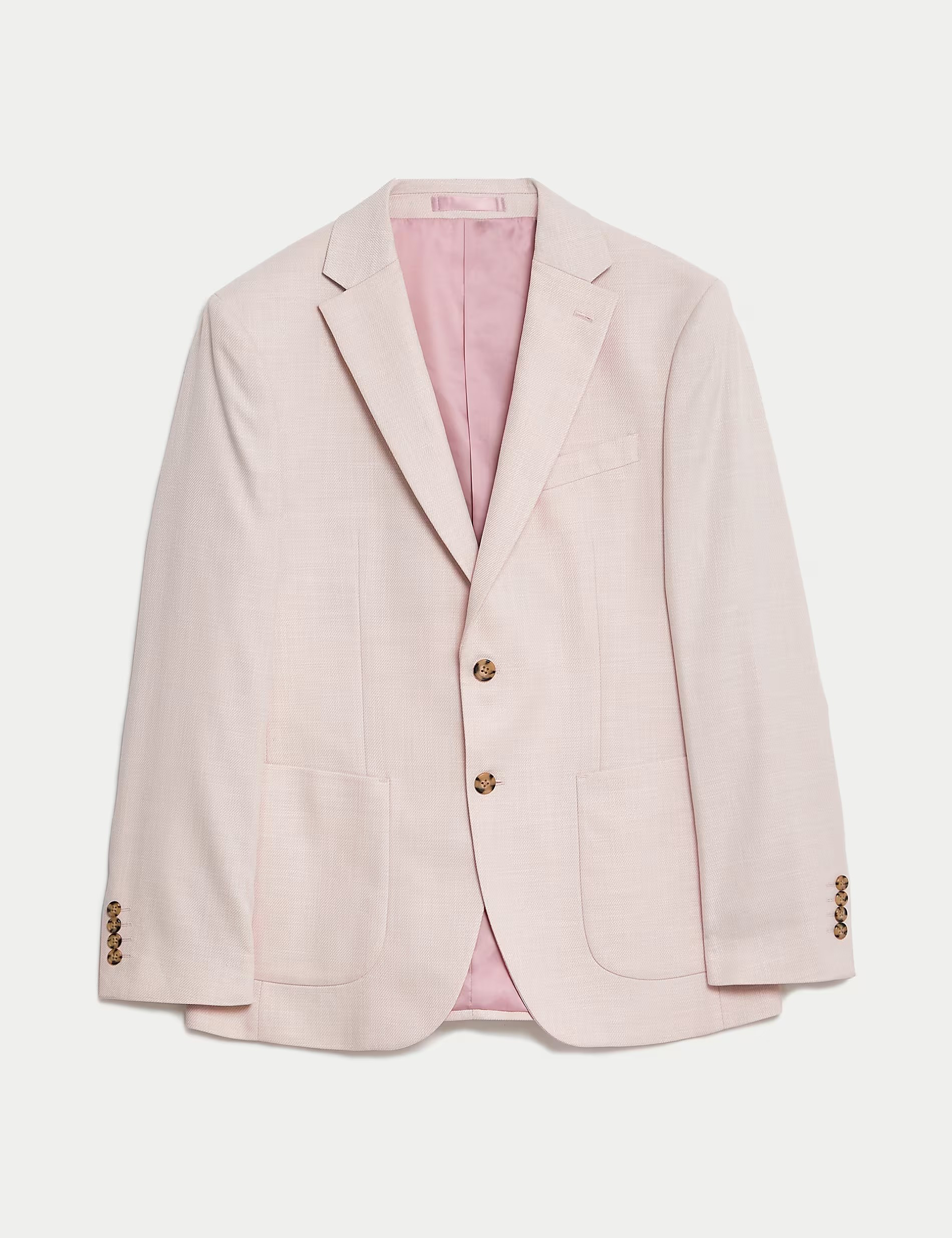 Men's Light Pink Textured Single Breasted Blazer