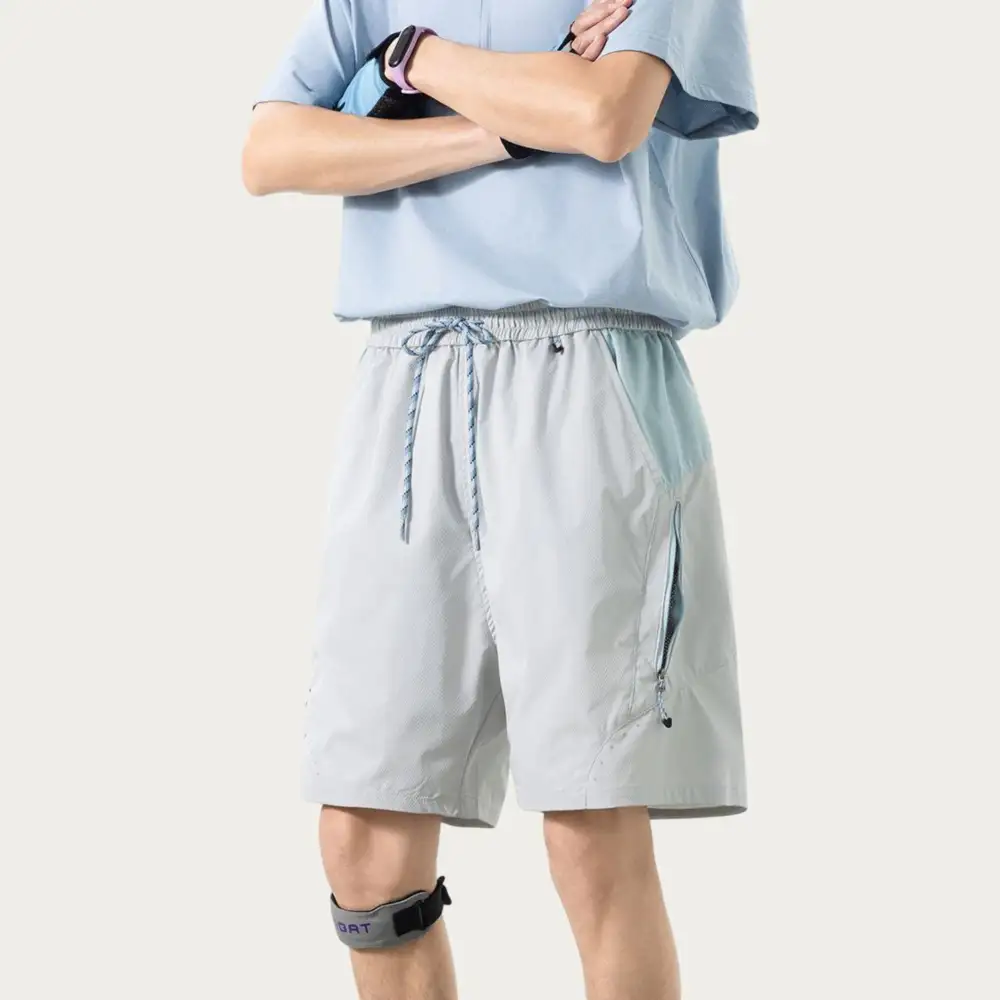 Drawstring Pocketed Lightweight Colorblock Men's Athletic Shorts