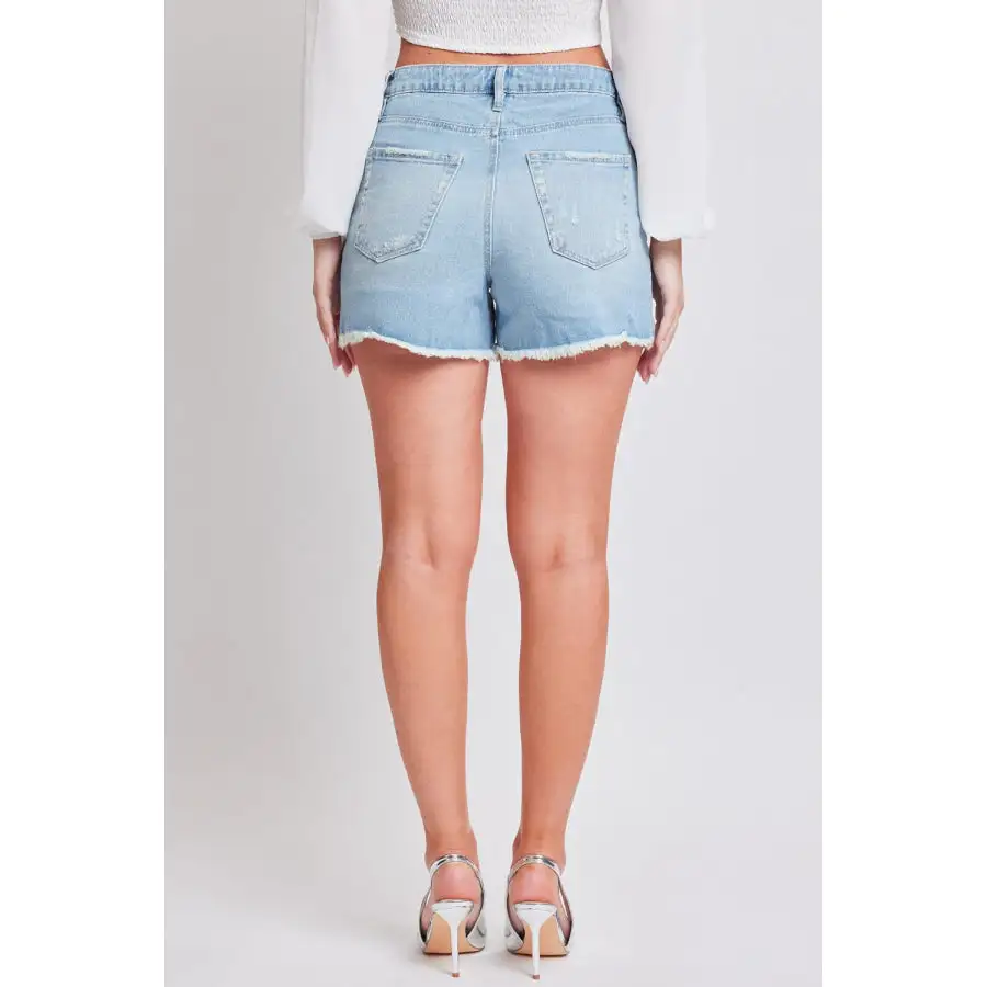 Distressed Frayed Hem Denim Shorts