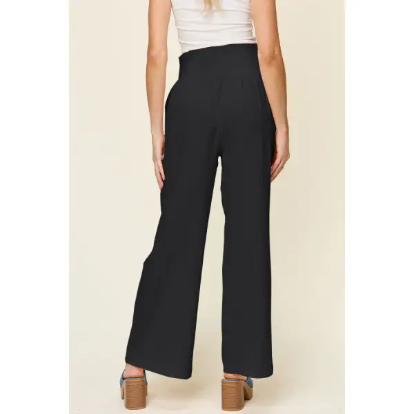 Full Size Texture Smocked Waist Wide Leg Pants
