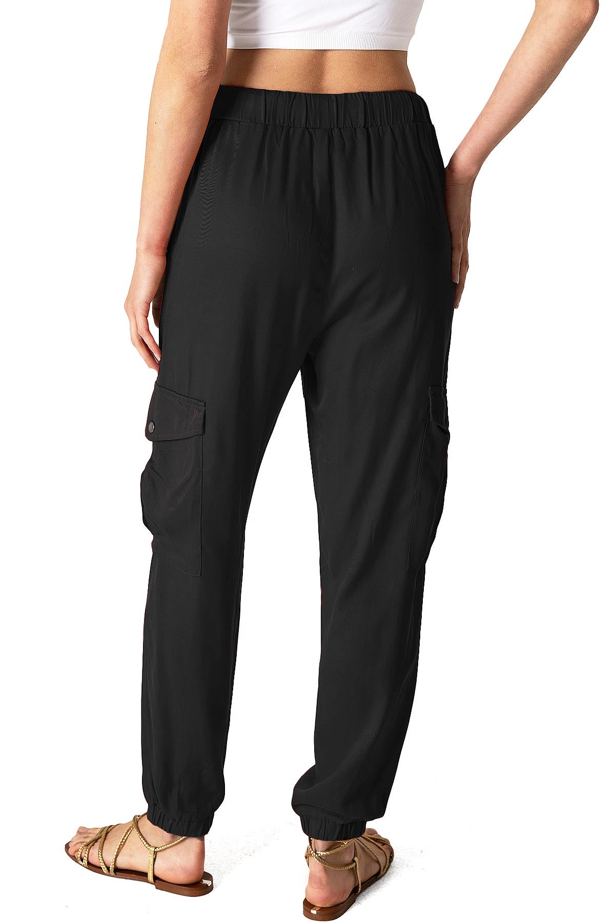 Red Drawstring Cargo Joggers