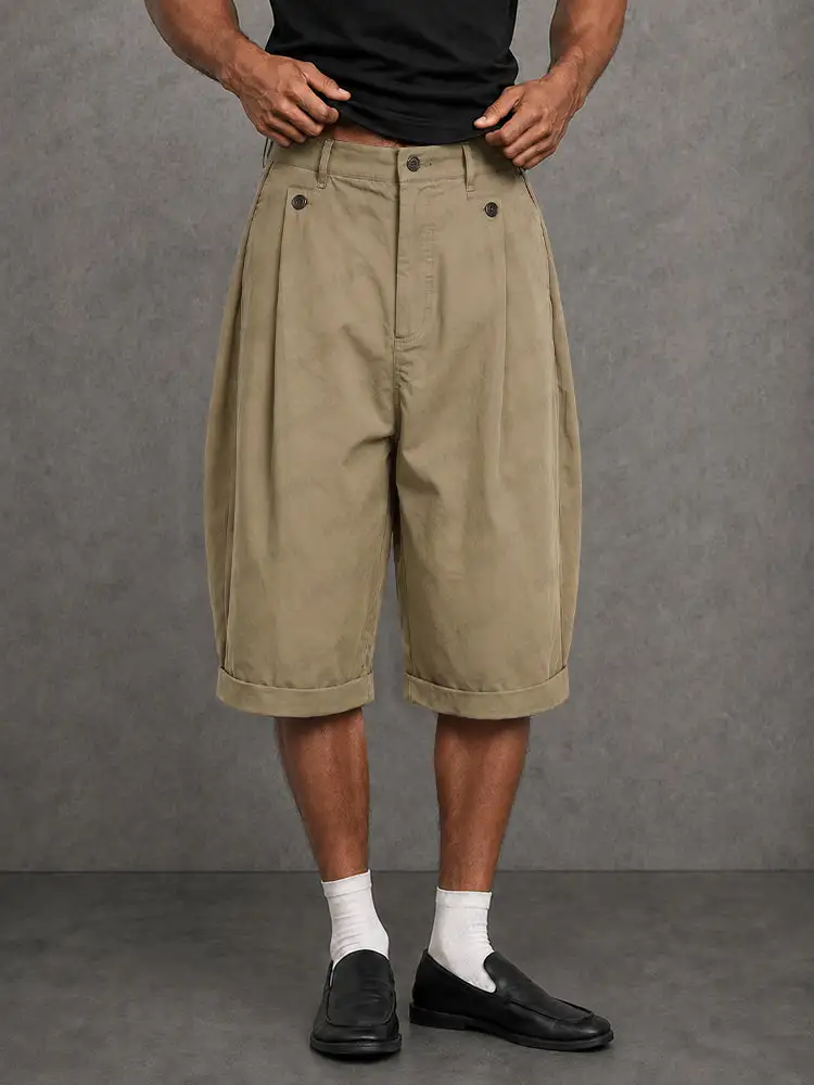 Summer Relaxed Fit Cotton Knee Length Shorts