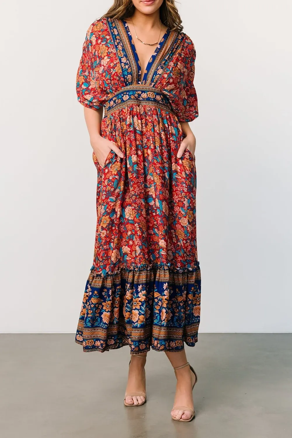 Unique Temperament Art V-Neck Floral Dress