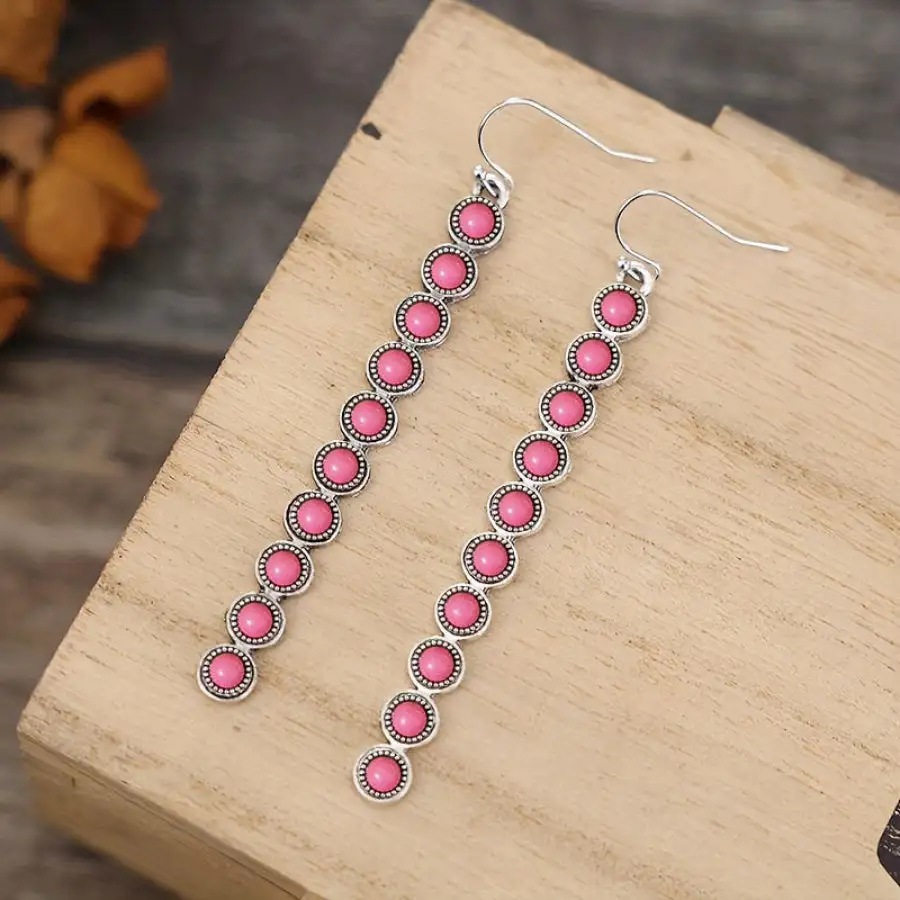 Classic Artificial Turquoise Alloy Bar Earrings