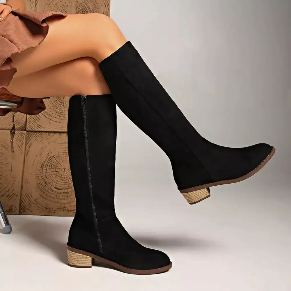 Refined Knee High Block Heel Boots