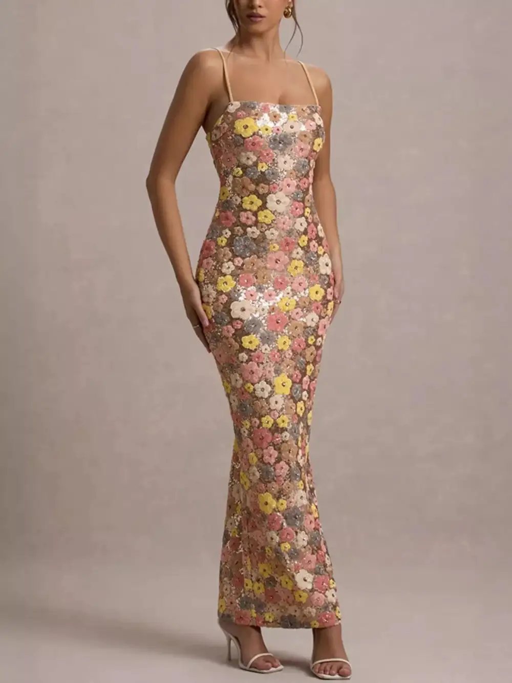 Floral Sequin Maxi Dress