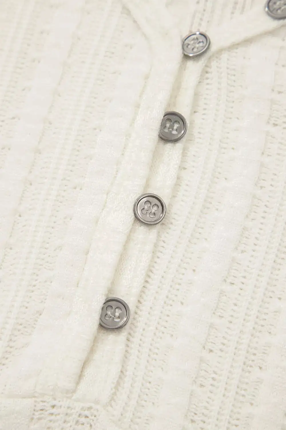 Ribbed Knit Button Detail V Neck T