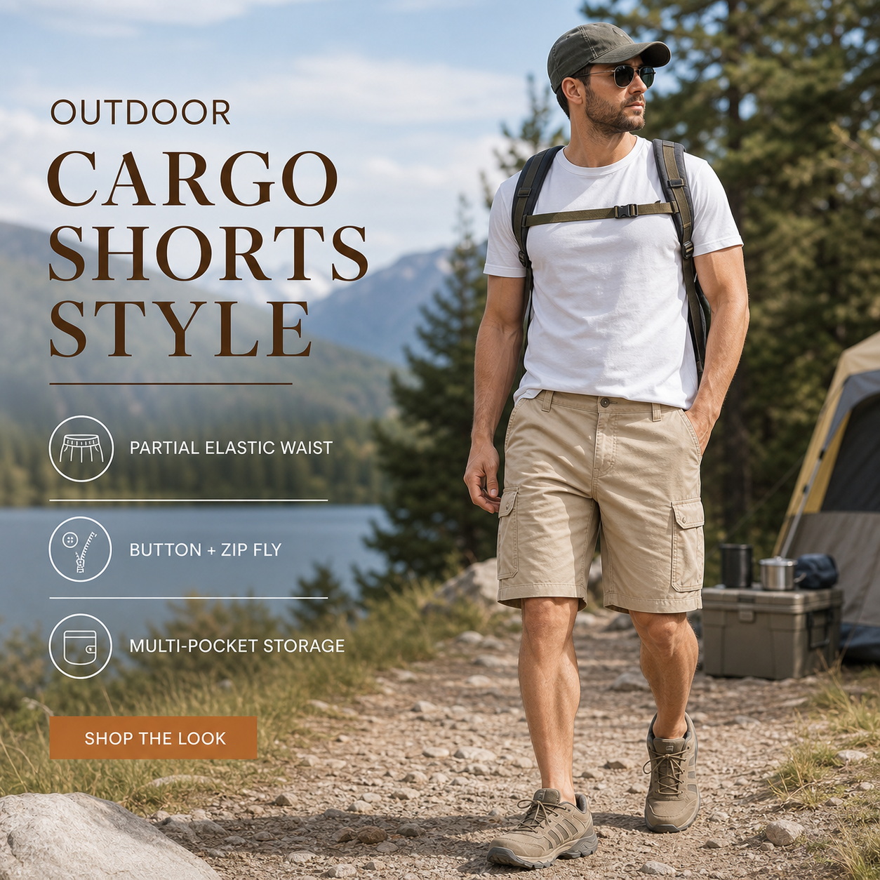 Men's Summer Tactical Outdoor Cargo Shorts style overview