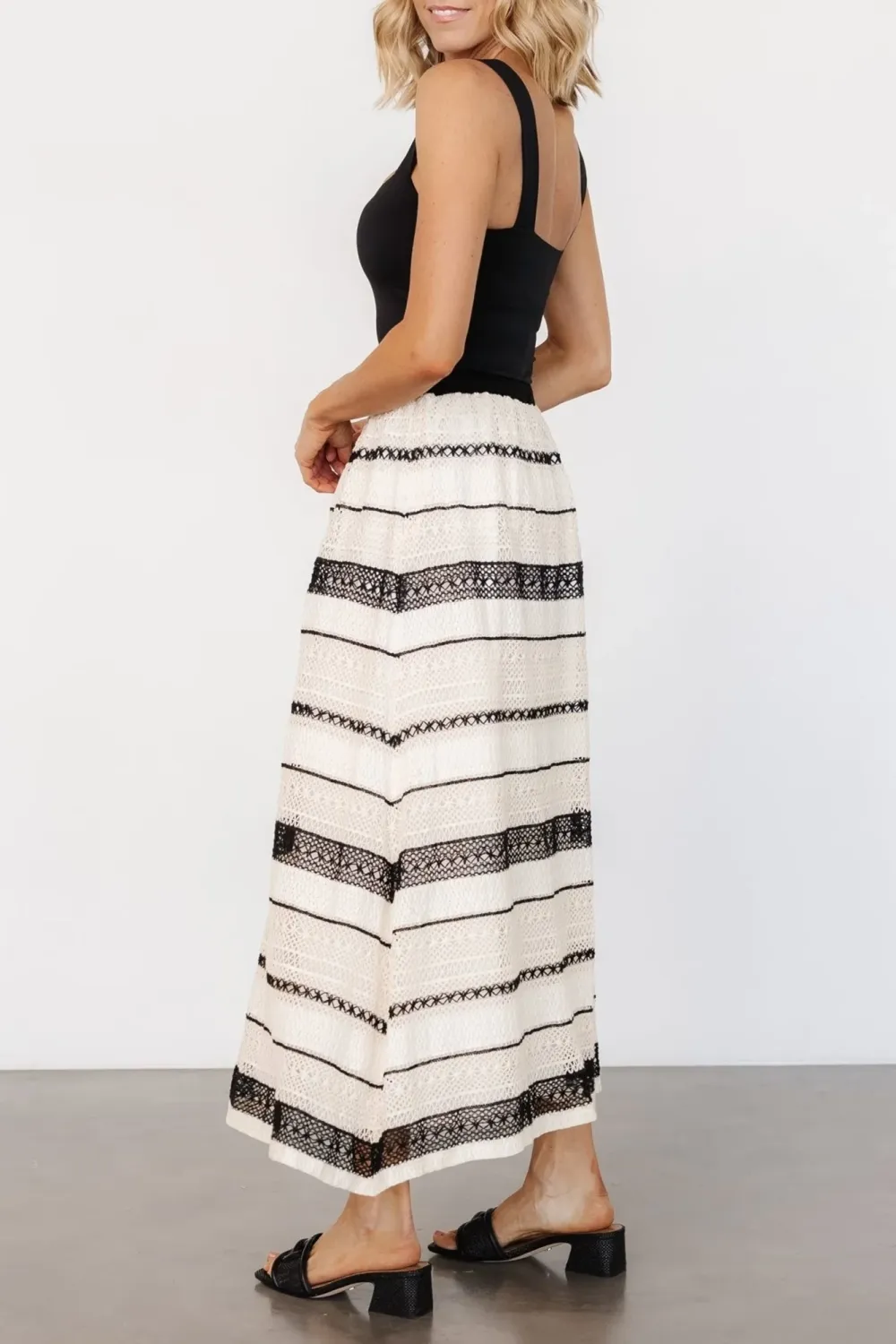Classic Daily Black And White Stripes Skirt