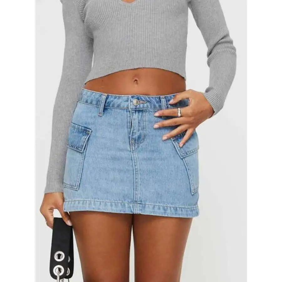 Mini Cargo Denim Skirt with Pockets