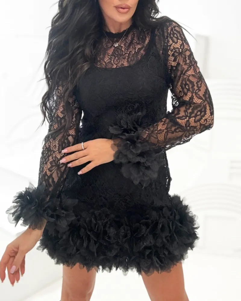 Lace Trim Mini Dress