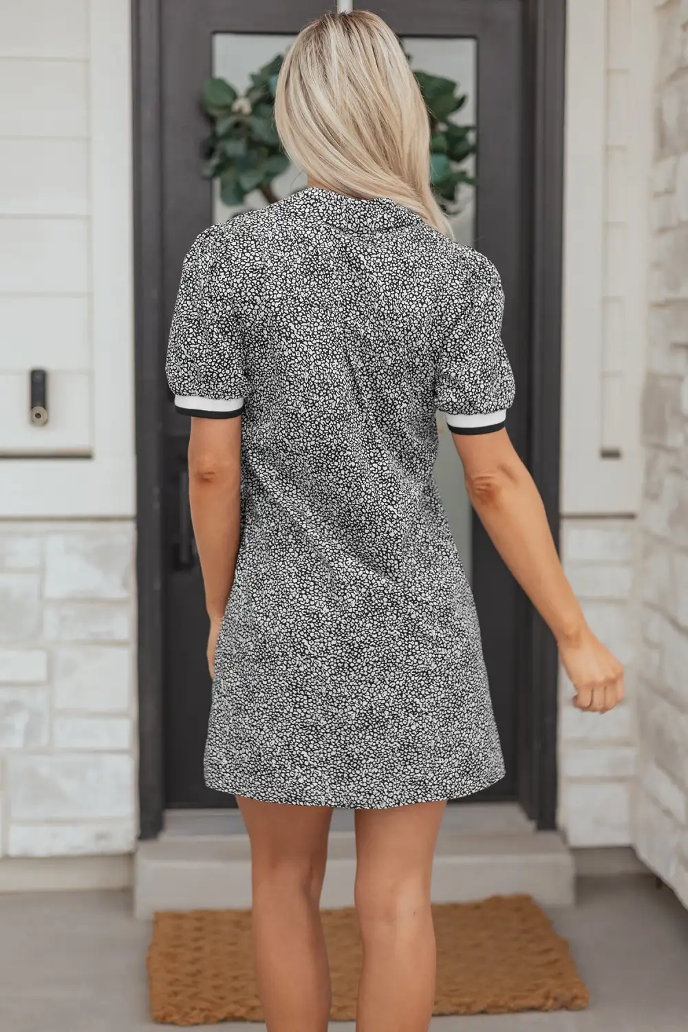 Striped Animal Print Pocketed Dress Casual