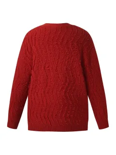 Wool Chili Red Women Cardigan
