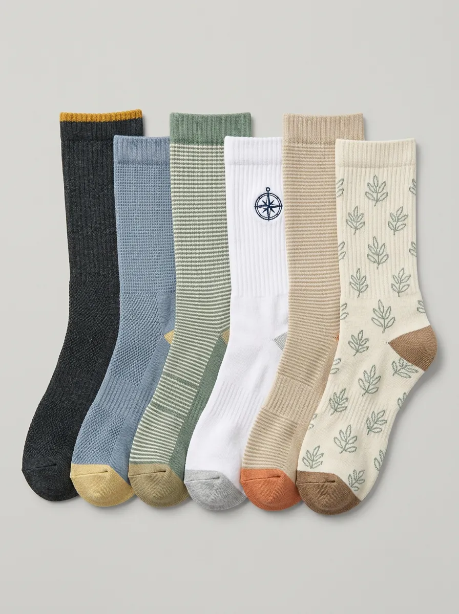 Relaxed Six-Pair Crew Socks