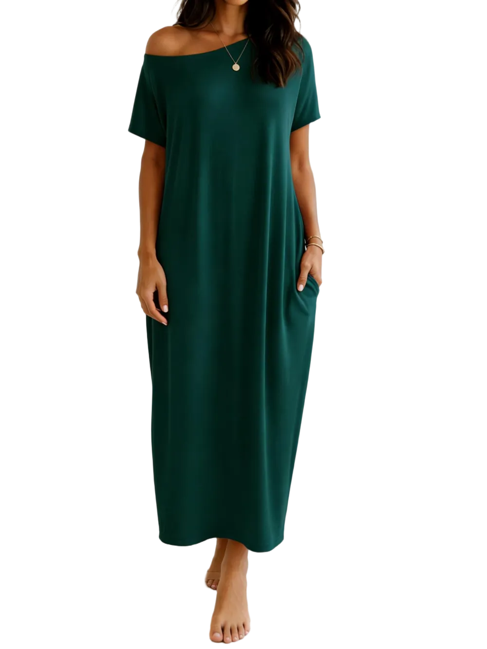 Women's Solid Color Batwing Sleeve Lounge Dress