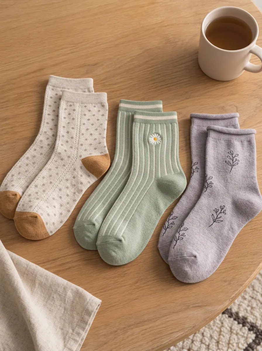 Women's Floral Polka Dot Striped Daisy Printed Socks 3-Pack