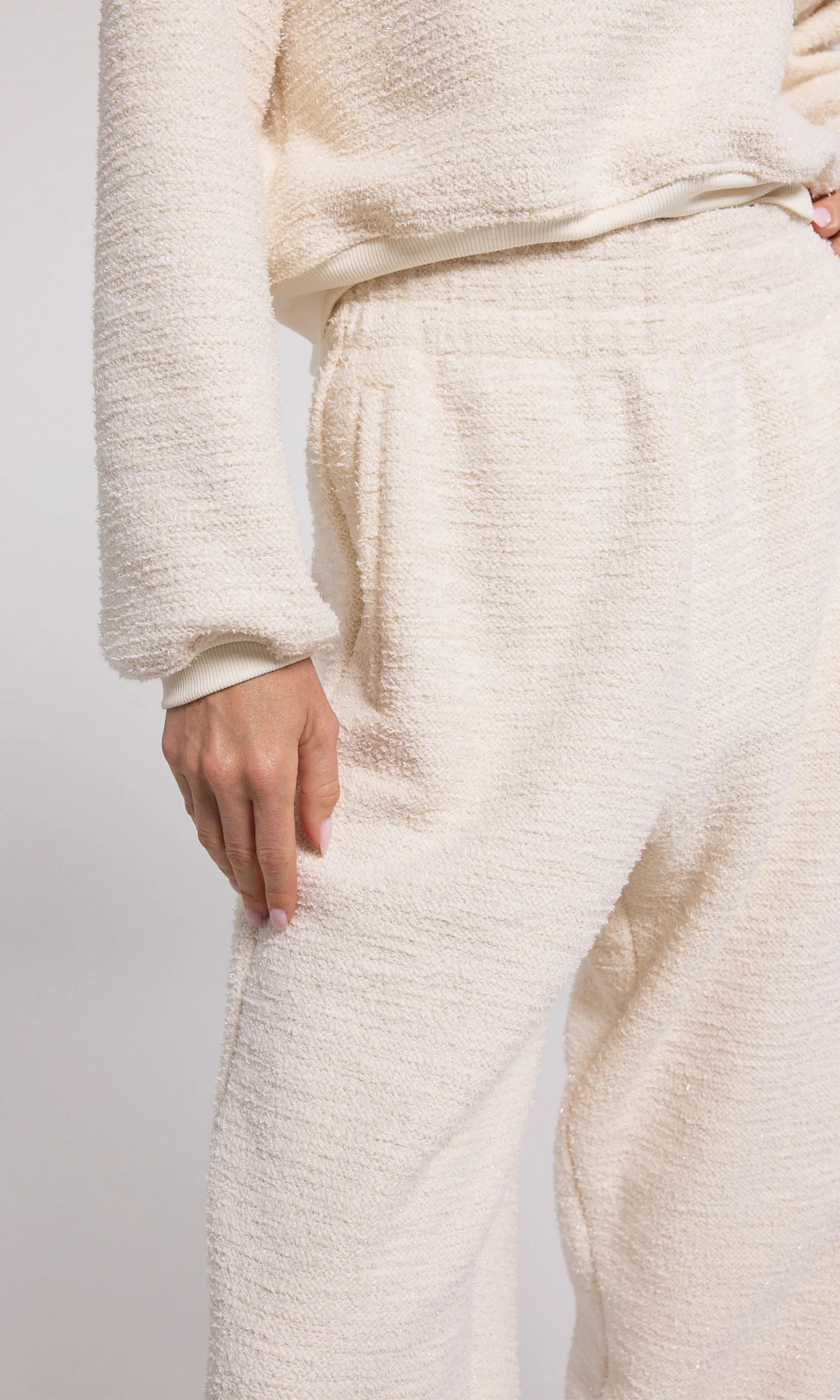 White Comfort Elastic Waist Jogging Pants