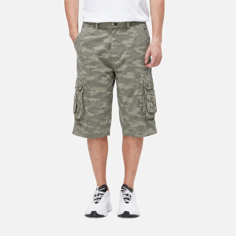 Men's Washed Twill 7-Length Multi-Pocket Cargo Capri Pants